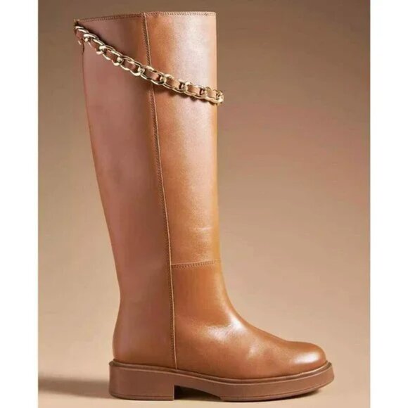 Alohas Brown Leather Pier Boots With Chain Size  EU 40 (US 9) - Picture 1 of 11